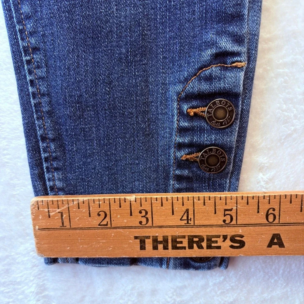 Talbots Jeans Women‎ Sz 4 Petite Flawless Five Pocket Denim Button Cuff
